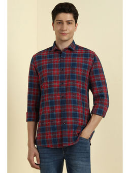 Allen Solly - Men Red Regular Fit Check Full Sleeves Casual Shirt