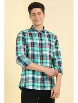 Allen Solly - Men Green Slim Fit Check Full Sleeves Casual Shirt