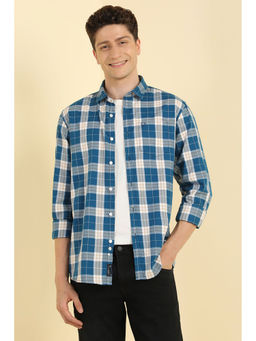 Allen Solly - Men Blue Slim Fit Check Full Sleeves Casual Shirt