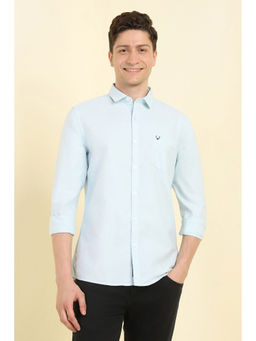 Allen Solly - Men Light Blue Slim Fit Solid Full Sleeves Casual Shirt