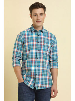 Allen Solly - Men Blue Slim Fit Check Full Sleeves Casual Shirt