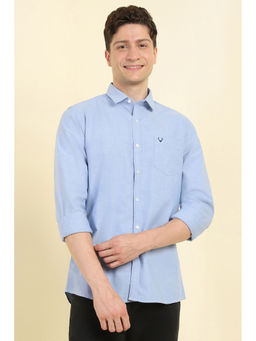 Allen Solly - Men Light Blue Slim Fit Solid Full Sleeves Casual Shirt
