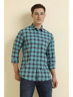 Allen Solly - Men Blue Slim Fit Check Full Sleeves Casual Shirt