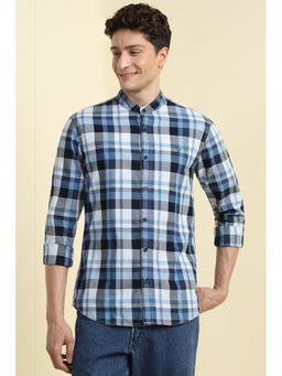 Allen Solly - Men Blue Slim Fit Check Full Sleeves Casual Shirt