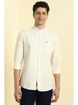 Allen Solly - Men Yellow Regular Fit Stripes Full Sleeves Casual Shirt