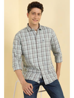 Allen Solly - Men Grey Slim Fit Check Full Sleeves Casual Shirt