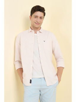Allen Solly - Men White Slim Fit Stripes Full Sleeves Casual Shirt