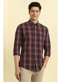 Allen Solly - Men Brown Regular Fit Check Full Sleeves Casual Shirt