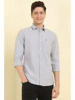 Allen Solly - Men Grey Slim Fit Solid Full Sleeves Casual Shirt