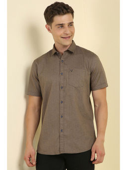 Allen Solly - Men Brown Slim Fit Print Half Sleeves Casual Shirt