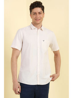 Allen Solly - Men White Slim Fit Stripes Half Sleeves Casual Shirt