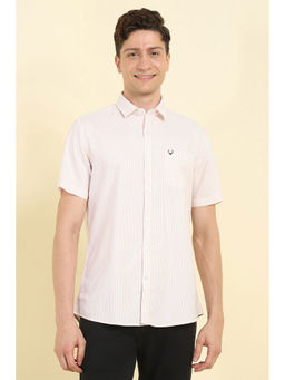 Allen Solly - Men White Slim Fit Stripes Half Sleeves Casual Shirt