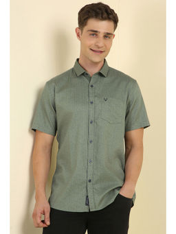 Allen Solly - Men Green Slim Fit Print Half Sleeves Casual Shirt