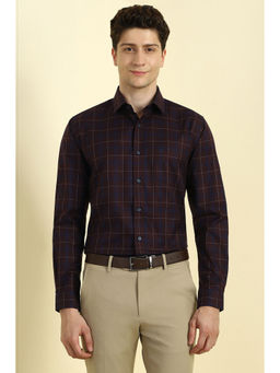 Allen Solly - Men Brown Slim Fit Check Full Sleeves Formal Shirt
