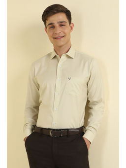 Allen Solly - Men Beige Slim Fit Solid Full Sleeves Formal Shirt