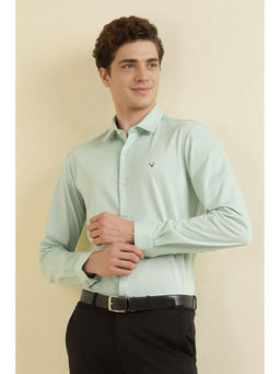 Allen Solly - Men Green Slim Fit Textured Full Sleeves Formal Shirt