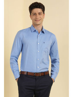 Allen Solly - Men Blue Slim Fit Textured Full Sleeves Formal Shirt