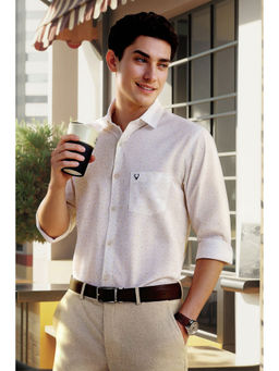 Allen Solly - Men White Slim Fit Print Full Sleeves Formal Shirt