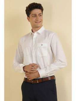 Allen Solly - Men White Slim Fit Print Full Sleeves Formal Shirt