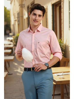 Allen Solly - Men Pink Slim Fit Print Full Sleeves Formal Shirt