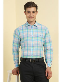 Allen Solly - Men Light Blue Slim Fit Check Full Sleeves Formal Shirt