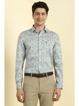 Allen Solly - Men White Slim Fit Print Full Sleeves Formal Shirt