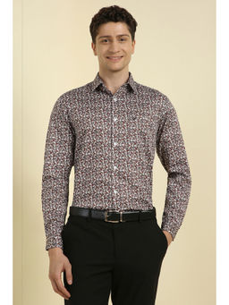 Allen Solly - Men White Slim Fit Print Full Sleeves Formal Shirt