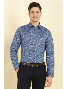 Allen Solly - Men Blue Slim Fit Print Full Sleeves Formal Shirt