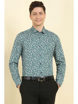 Allen Solly - Men Green Slim Fit Print Full Sleeves Formal Shirt