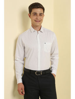 Allen Solly - Men White Slim Fit Print Full Sleeves Formal Shirt