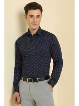 Allen Solly - Men Navy Blue Slim Fit Print Full Sleeves Formal Shirt
