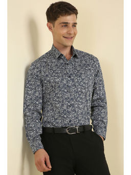 Allen Solly - Men Grey Slim Fit Print Full Sleeves Formal Shirt