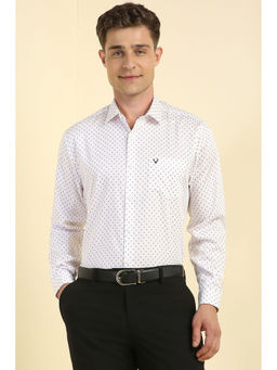 Allen Solly - Men White Slim Fit Print Full Sleeves Formal Shirt