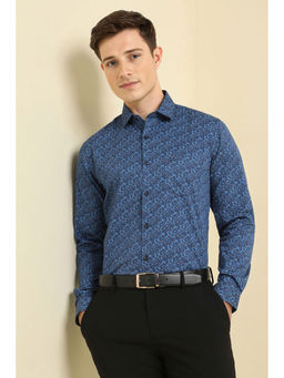 Allen Solly - Men Blue Slim Fit Print Full Sleeves Formal Shirt