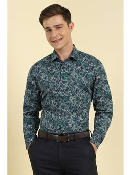 Allen Solly - Men Navy Blue Slim Fit Print Full Sleeves Formal Shirt