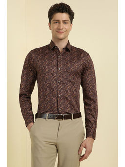 Allen Solly - Men Brown Slim Fit Print Full Sleeves Formal Shirt