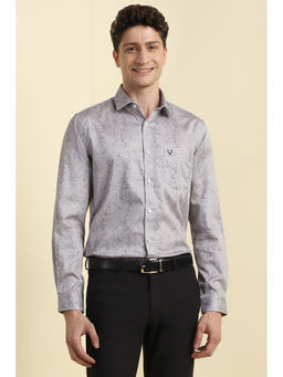Allen Solly - Men Grey Slim Fit Print Full Sleeves Formal Shirt