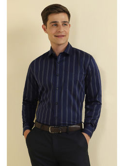 Allen Solly - Men Navy Blue Slim Fit Stripes Full Sleeves Formal Shirt