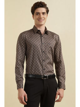 Allen Solly - Men Brown Slim Fit Print Full Sleeves Formal Shirt