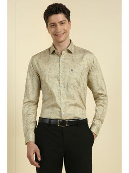 Allen Solly - Men Beige Slim Fit Print Full Sleeves Formal Shirt