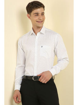 Allen Solly - Men White Slim Fit Print Full Sleeves Formal Shirt