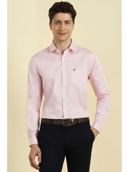 Allen Solly - Men Pink Slim Fit Checks Full Sleeves Formal Shirt
