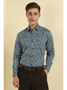 Allen Solly - Men Green Slim Fit Print Full Sleeves Formal Shirt