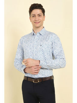 Allen Solly - Men White Slim Fit Print Full Sleeves Formal Shirt