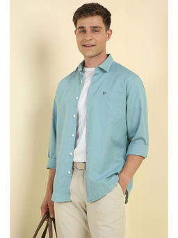 Allen Solly - Men Blue Slim Fit Solid Full Sleeves Casual Shirt