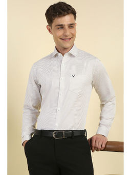 Allen Solly - Men Beige Slim Fit Print Full Sleeves Formal Shirt