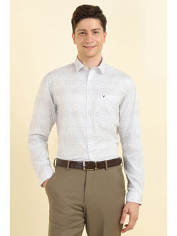 Allen Solly - Men Grey Slim Fit Print Full Sleeves Formal Shirt