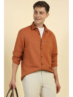 Allen Solly - Men Orange Slim Fit Solid Full Sleeves Casual Shirt