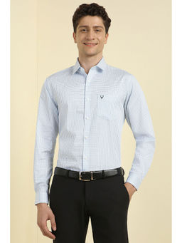 Allen Solly - Men Light Blue Slim Fit Check Full Sleeves Formal Shirt