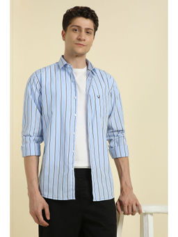 Allen Solly - Men Light Blue Slim Fit Stripes Full Sleeves Casual Shirt